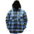 Mens Checkered Flannel Hoodie Jacket Shirts with Sherpa Lining Shirts